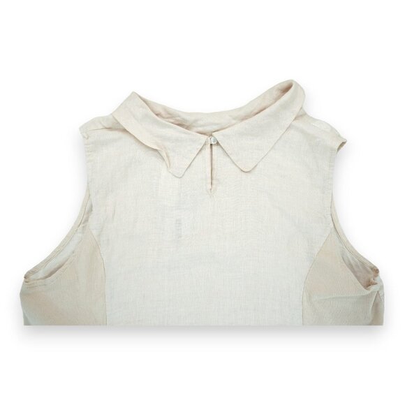 NWT Puro Lino Dress Women 3X Linen Shift Italy Work Party Dots‎ Beige Sleeveless - Picture 3 of 10